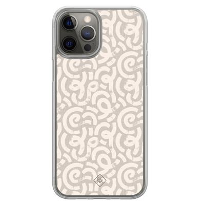 iPhone 12 (Pro) hybride hoesje - Ivory abstraction