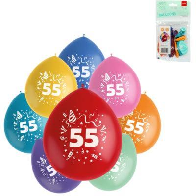Folat ballonnen party pop cijfer 55 kleurmix 23 cm 8 stuks | 24 stuks