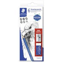 Staedtler Lumograph 61 100 C6 Potloodset Hardheid: 6B, 4B, 2B, B, HB, 2H 1 set(s) - thumbnail