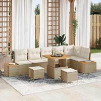 Tuin Sofa Set met kussen met opslag 9 pcs Beige Poly riet - thumbnail
