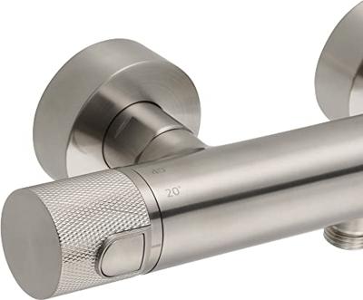 Ben Engraved Cross douche thermostaatkraan met gravering 15cm RVS-look