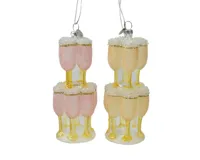 Decoris kerstornament champagne glazen stapel 13,8cm - 1 stuk - thumbnail