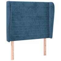 Hoofdbord met randen 83x23x118/128 cm fluweel donkerblauw - thumbnail