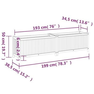 VidaXL Plantenbak met voering 199x38,5x50 cm massief acaciahout