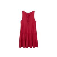 Violeta by Mango A-lijn jurk met volant donkerrood - thumbnail