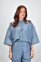 Sea Me Happy blouse Boxy Summer Casual Pin Striped jeans blue - thumbnail