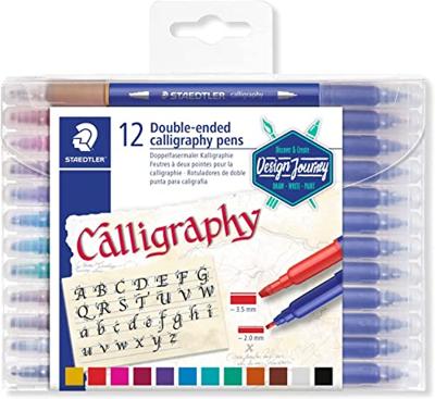 Kalligrafiepen Staedtler duo punt 2.0 en 3.5mm 12 kleuren | 5 stuks