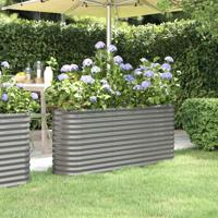 VidaXL Plantenbak 152x40x68 cm gegalvaniseerd staal grijs - thumbnail