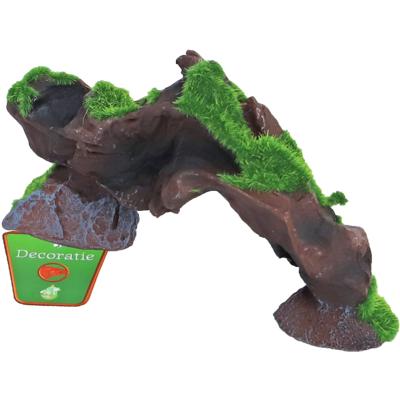 Boon Aquarium Ornament Boomstronk Brug met Mos - Polyresin Aquariumdecoratie 17x4,5cm Veilig & Duurzaam