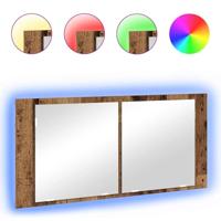 LED Spiegelkast Oud hout 100 x 12 x 45 cm Bewerkt hout - thumbnail