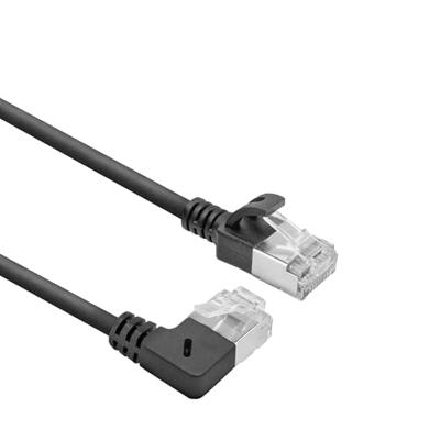 ACT DA2952 U/FTP CAT6A LSZH Slimline Patchkabel | RJ45 Connectoren Recht naar 90° Haaks Rechts | Zwart | 25 cm