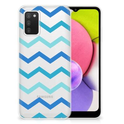 Samsung Galaxy A03S | TPU bumper | Zigzag Blauw