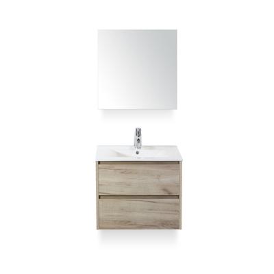 Dante Badmeubelset 60 cm - Craft Oak - Keramische Wastafel Wit Enjoy - met Spiegelkast