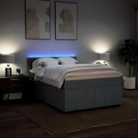 Boxspring met matras stof donkergrijs 140x200 cm - thumbnail