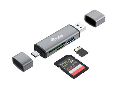 Equip 245460 geheugenkaartlezer USB 3.2 Gen 1 (3.1 Gen 1) Type-A/Type-C Grijs Equip 245460 geheugenkaartlezer USB 3.2 Gen 1 (3.1 Gen 1) Type-A/Type-C Grijs