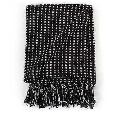 Plaid vierkanten 220x250 cm katoen zwart Plaid vierkanten 220x250 cm katoen zwart