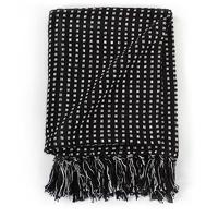 Plaid vierkanten 220x250 cm katoen zwart - thumbnail