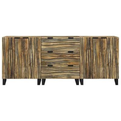 Badkamermeubelset met lade met plank 3 pcs Bruin Bewerkt hout