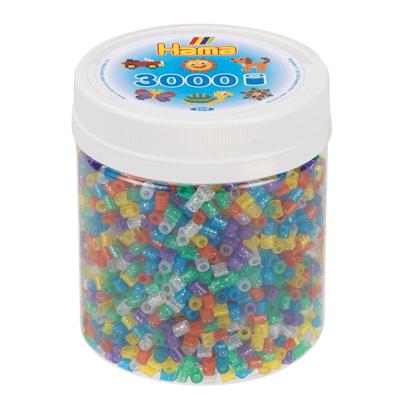 Hama strijkkralen in potje glittermix (54), 3000st.