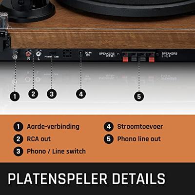 Platenspeler met ingebouwde versterker en Bluetooth® plus 2 externe luidsprekers Wood