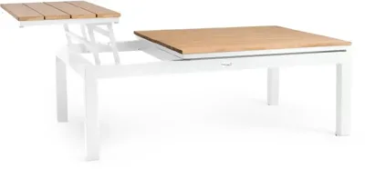 Tierra Outdoor lounge tuintafel flip-up teak 120x80x43cm crème white