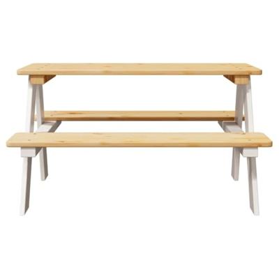 Kindertafel met banken IRUN 90x79,5x50cm massief hout wit Kindertafel met banken IRUN 90x79,5x50cm massief hout wit