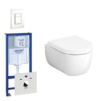 Clou Hammock Compact Toiletset - inbouwreservoir - wandtoilet - softclose - quickrelease - bedieningsplaat verticaal/horizontaal - wit 0720003/0729205/sw106248/sw106250/ - thumbnail