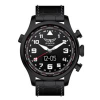 Aviator F-Series Smartwatch 46mm Zwart Staal Leer | AVW79656G421 - thumbnail