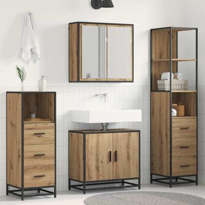 Badkamermeubelset 4 pcs artisanaal eikenkleurig 65 x 33 x 60 cm