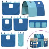 Kinderhoogslaper met tunnel 90x190 cm massief grenenhout blauw - thumbnail