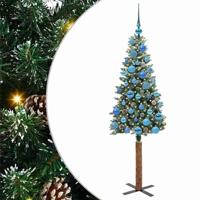 VidaXL Slanke kerstboom groen 150 cm pvc en massief dennenhout - thumbnail