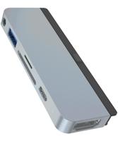 Hyper - HyperDrive 6-in-1 USB-C Hub voor iPad Pro/Air - 3,5 mm audio jack stekker, USB-A, SD, Micro SD, USB-C, HDMI - zilver - thumbnail