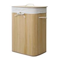 Homestyle Pro rechthoekige bamboe wasmand 40x30x60 cm naturel/wit - thumbnail