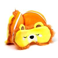 Relaxeazzz Pluche Leeuw Rond Reiskussen & Slaapmasker - thumbnail