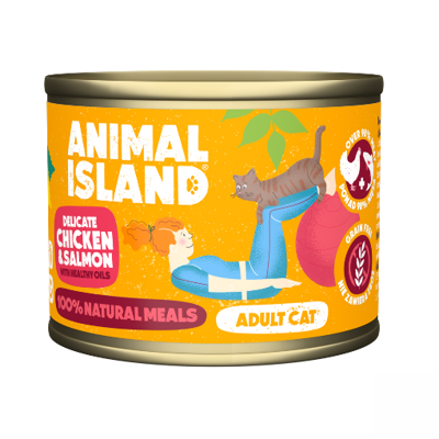 ANIMAL ISLAND Kip met zalm - nat kattenvoer - 200 g