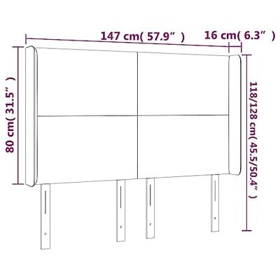 Hoofdbord met randen 147x16x118/128 cm stof taupe
