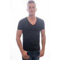 Garage T-Shirt Deep V-Neck Bodyfit Black ( art 0206) - thumbnail