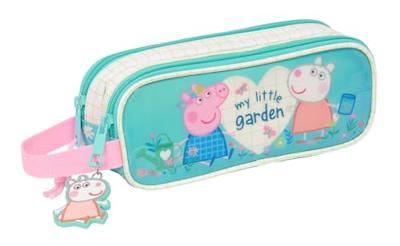 Pennenetui met 2 vakken Peppa Pig Pretty flowers Geel Munt 21 x 8 x 6 cm