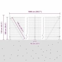 VidaXL Hek met paal grijs 1 x 10 m staal en pvc - thumbnail