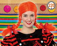Pruik met Vlechten Oranje 118950 - thumbnail