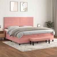 Boxspring met matras fluweel roze 200x200 cm - thumbnail