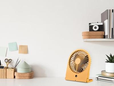 Trio Leuchten Tafelventilator Breezy H 23 cm oplaadbaar geel Trio Leuchten Tafelventilator Breezy H 23 cm oplaadbaar geel