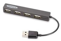 ednet 85040 Notebook USB 2.0 HUB, 4-poort, plug en play, compact ontwerp, geen extra stroomvoorziening nodig, datansnelheid tot 480 Mbit/s, zwart - thumbnail