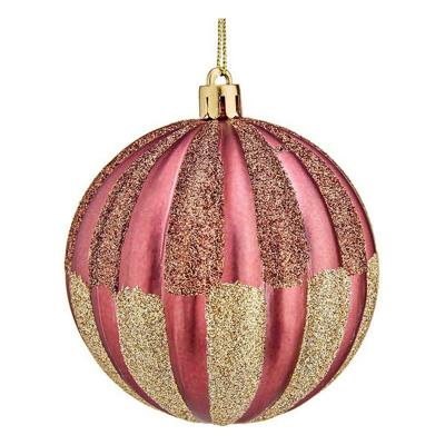 Kerstbal Ø 8 cm 6 Stuks Roze PVC Plastic