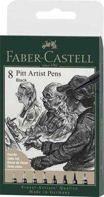 Faber Castell Tekenstift Pitt Artist Pen - etui 8 stuks - 199 zwart