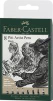 Faber Castell Tekenstift Pitt Artist Pen - etui 8 stuks - 199 zwart - thumbnail