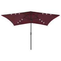 Parasol met LED's en stalen paal 2x3 m bordeauxrood - thumbnail