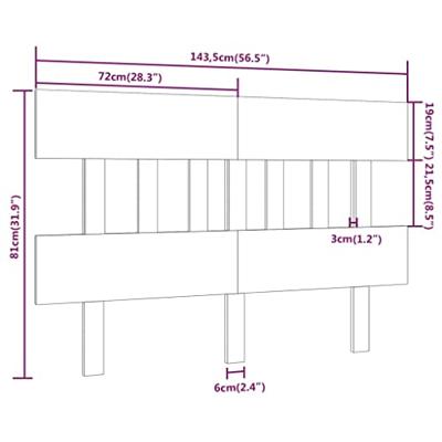 Hoofdbord 143,5x3x81 cm massief grenenhout grijs