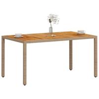 Tuintafel 150x90x75 cm poly rattan en massief acaciahout beige - thumbnail