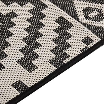 VidaXL Buitenkleed met patroon platgeweven 80x250 cm zwart